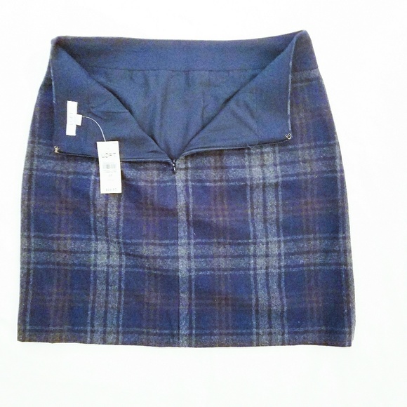 Loft Plaid Navy Skirt Petite - Picture 6 of 6